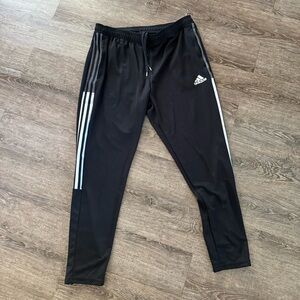Adidas Track Pants Men Size XXL Black White Trio 21 Drawstring waist Joggers Zip